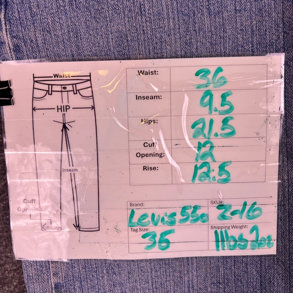 Levis 550 Shorts Mens 36 Relaxed Fit Blue Denim Jean Med Wash Bermuda Casual Dad - Picture 3 of 11